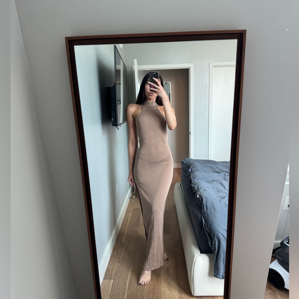 Elegant Tan Maxi Dress
